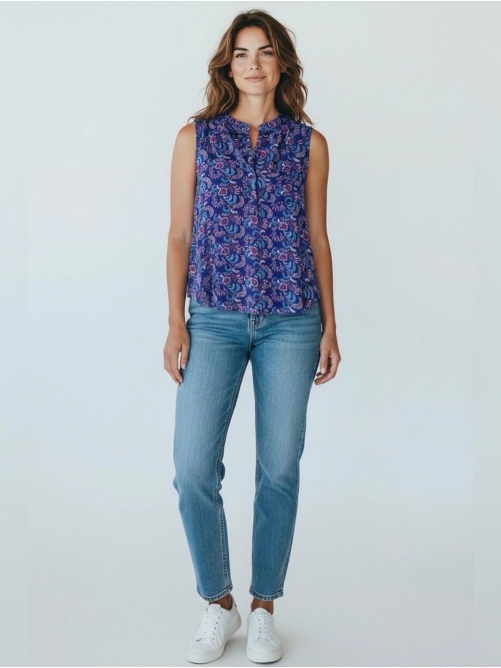 Market & Spruce Paisley Tank Top // Blue & Purple // Medium
